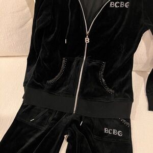 BCBGMaxAzria Black Velour Hoodie Set